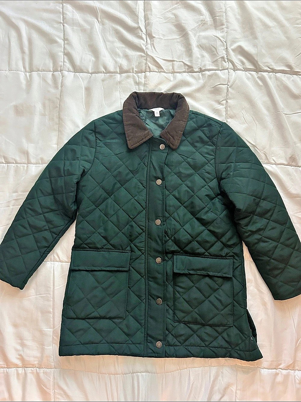 Time and Tru Quilted Barn Jacket in Green & Brown Size Medium